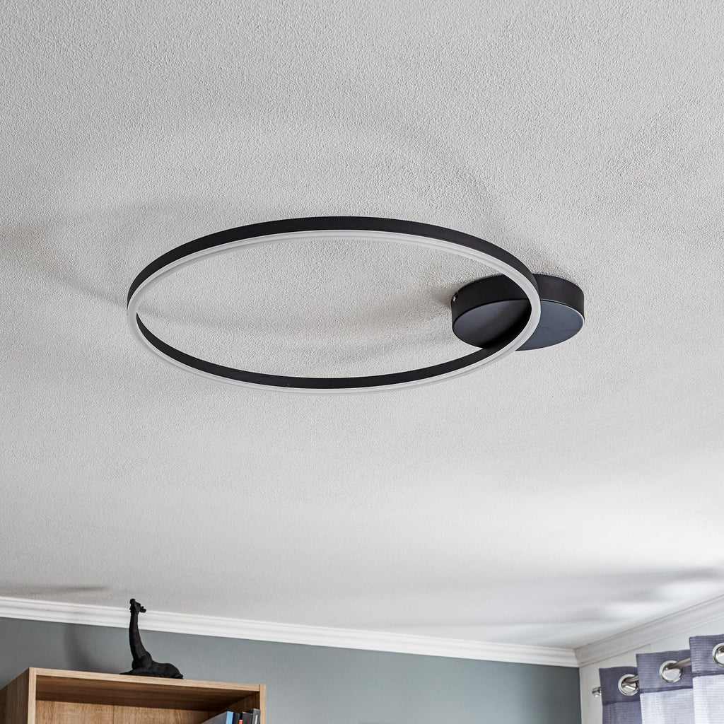 LED taklampe Giotto ringformet dimbar svart detalj av ramme