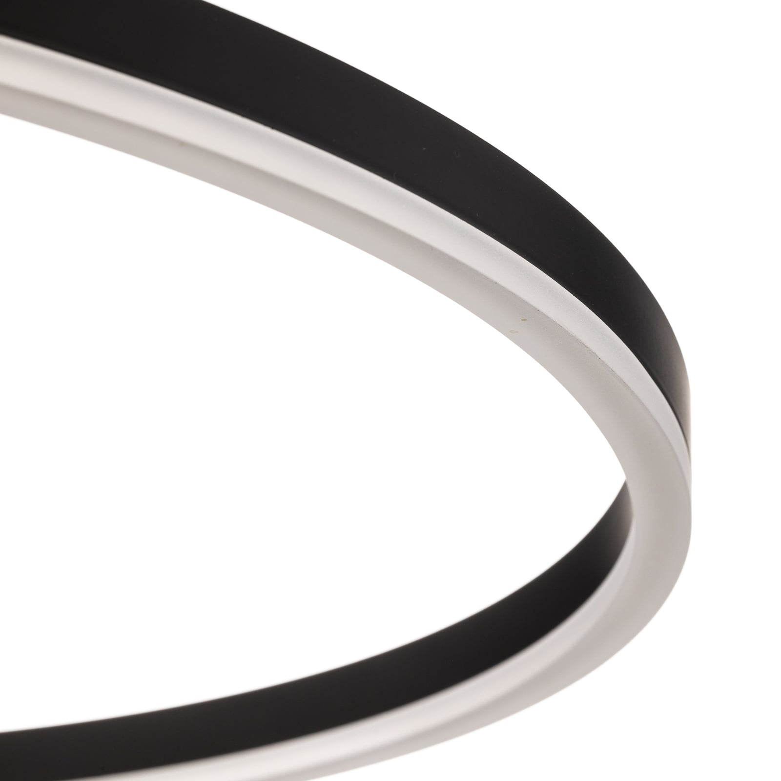 LED taklampe Giotto ringformet dimbar svart nærbilde av lys