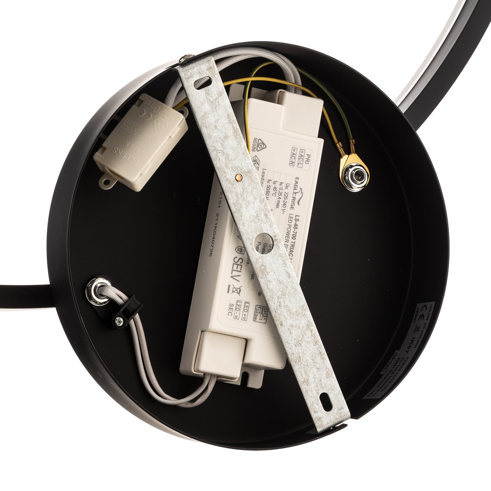 LED taklampe Giotto ringformet dimbar svart med lys på