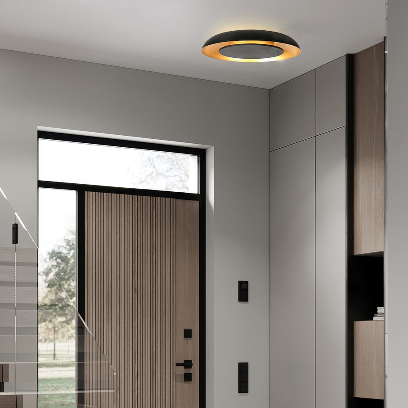 LED taklampe Golden Veil svart/gull bakside