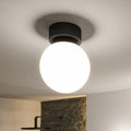 LED taklampe Gove svart matt metall og glass forfra