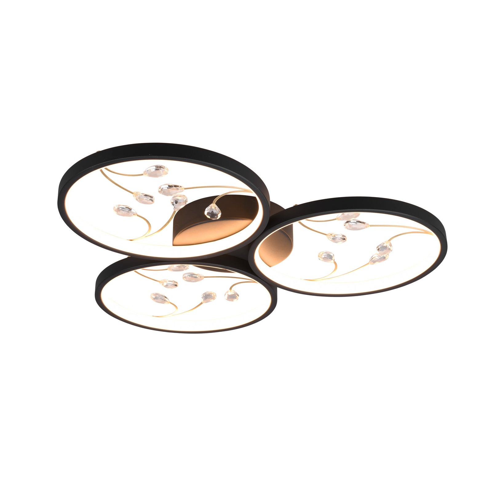 Detaljbilde av LED taklampe Groovy 3-lys dimbar svart Ø62 cm