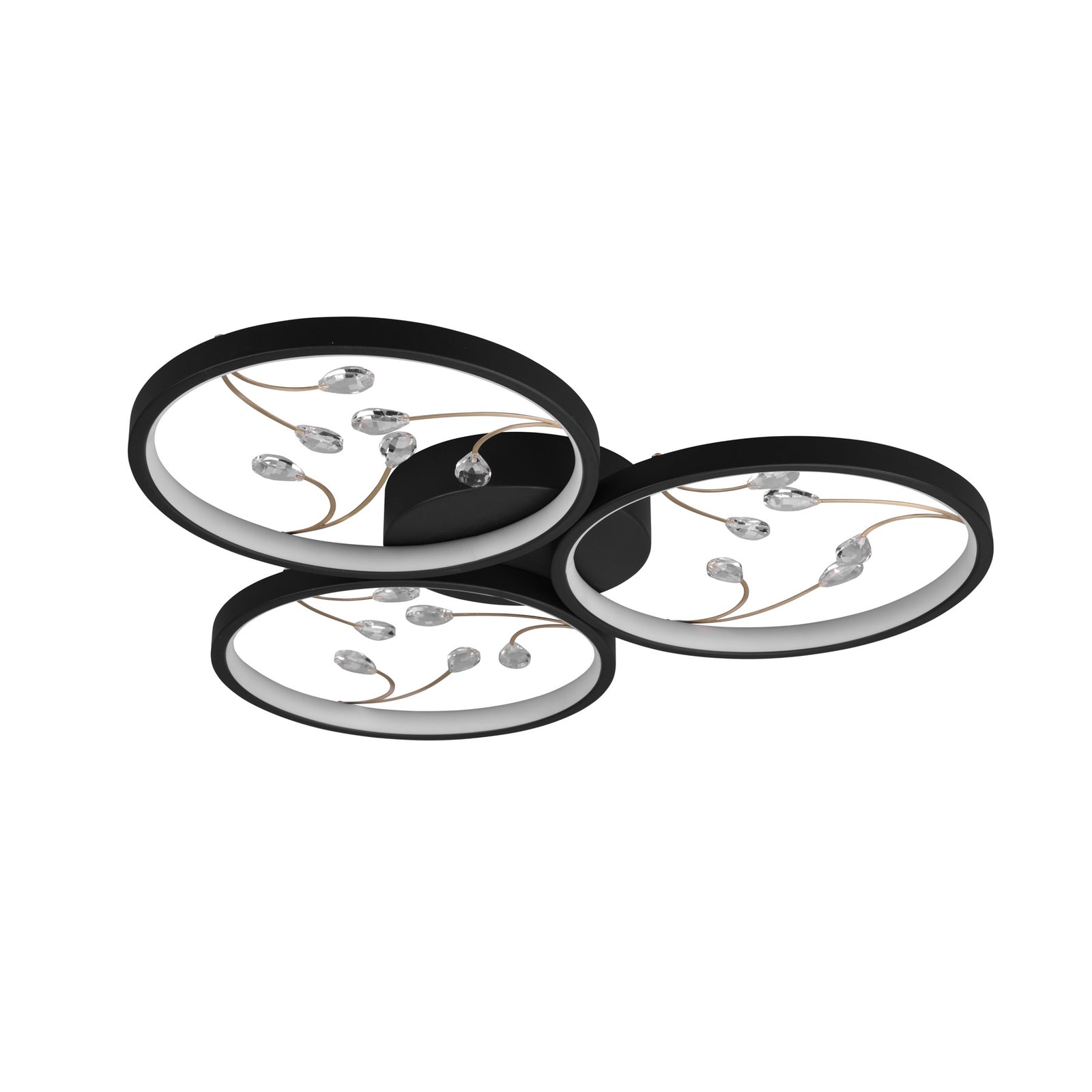 Montert LED taklampe Groovy 3-lys dimbar svart Ø62 cm i rom