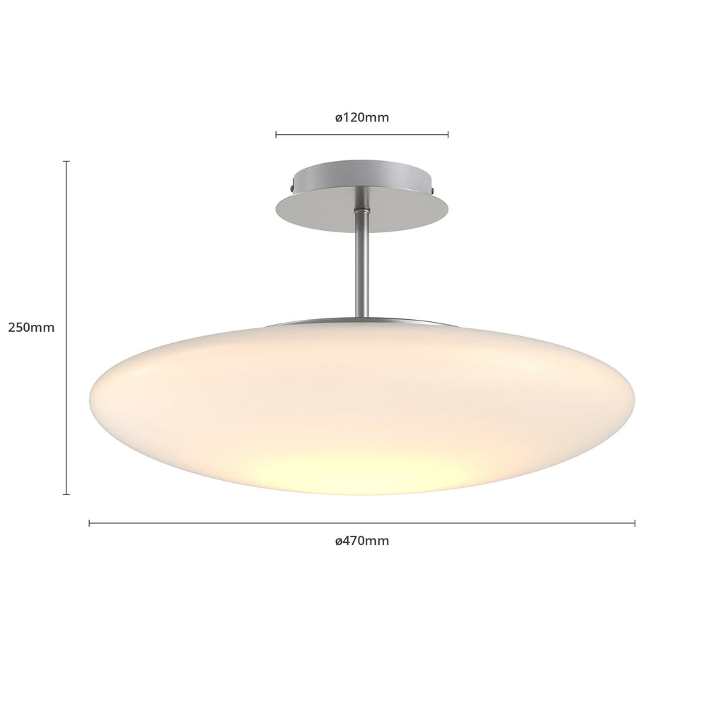 LED taklampe Gunda dimbar opalglass hvit monteringsdetalj