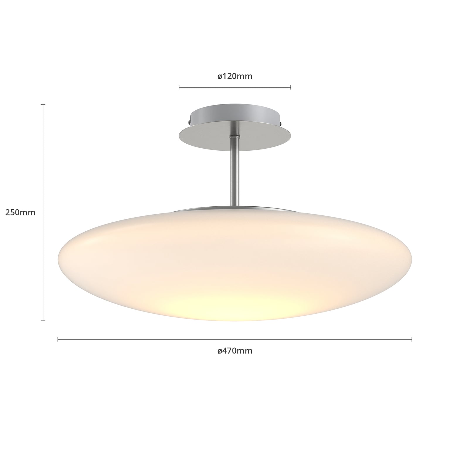 LED taklampe Gunda dimbar opalglass hvit monteringsdetalj