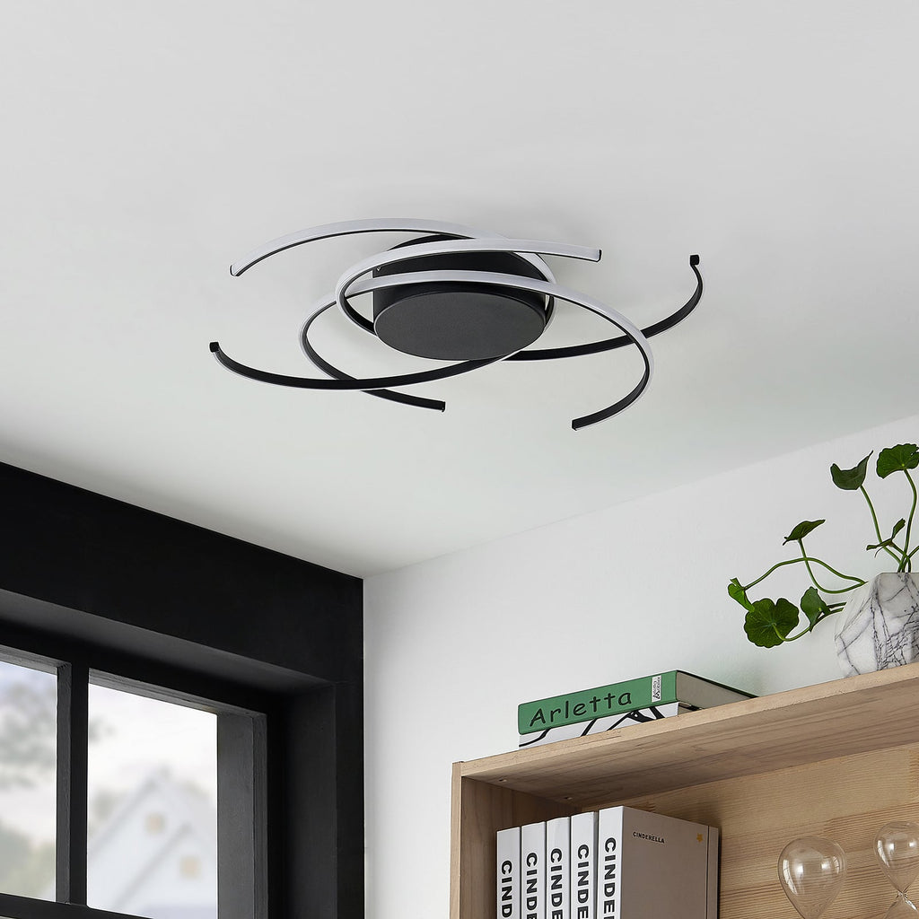 LED taklampe Hamza 3 lysringer dimbar Ø49 cm svart detalj