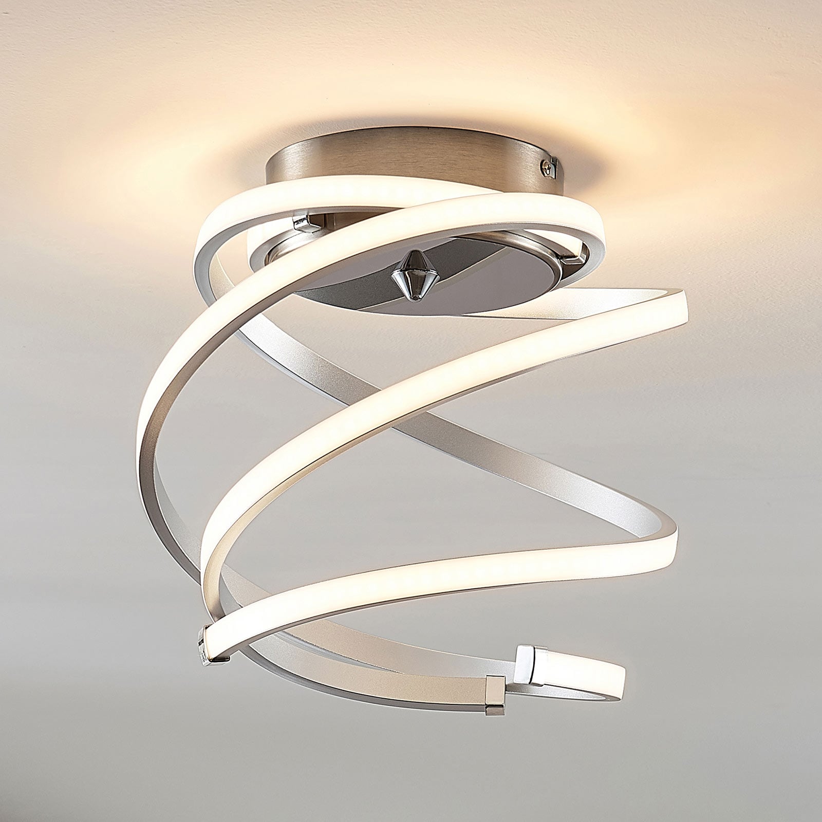 LED taklampe Haniya dimbar aluminium Ø32 cm forfra