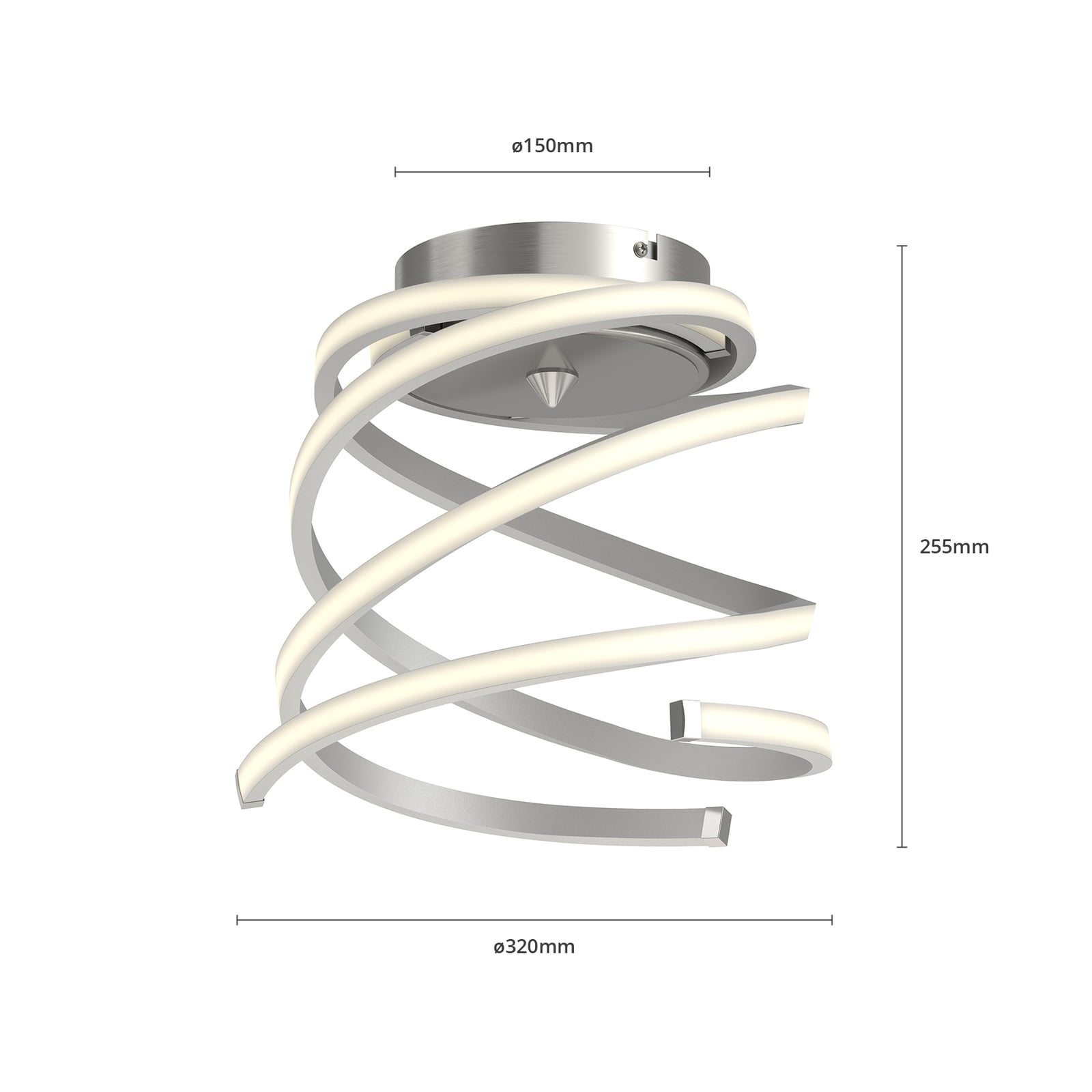 LED taklampe Haniya dimbar aluminium Ø32 cm lysdetalj
