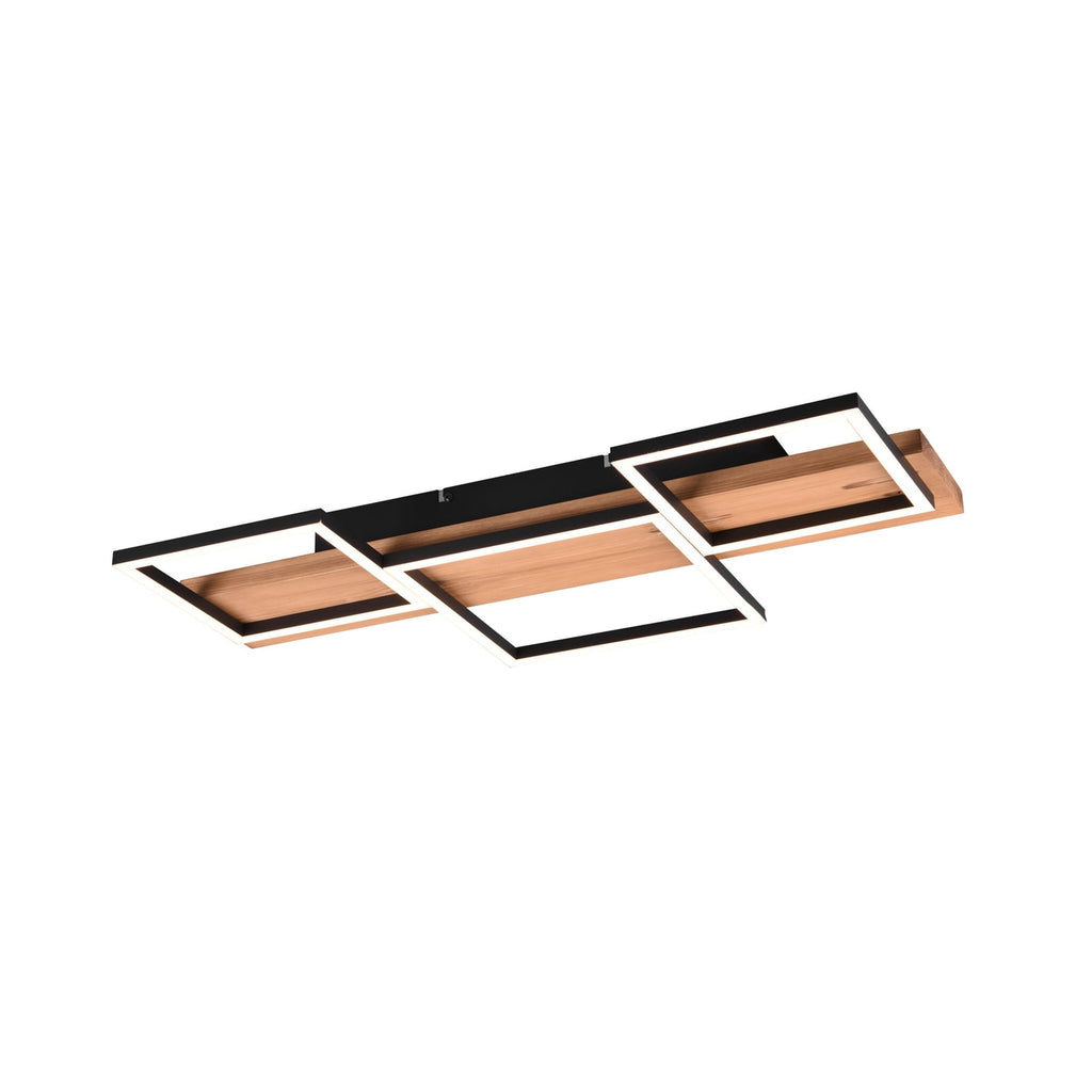 LED taklampe Harper tre kvadrater metall/tre detalj