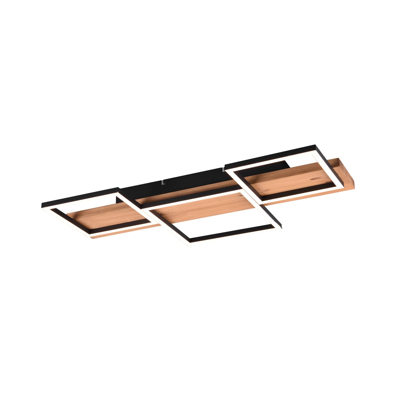 LED taklampe Harper tre kvadrater metall/tre detalj