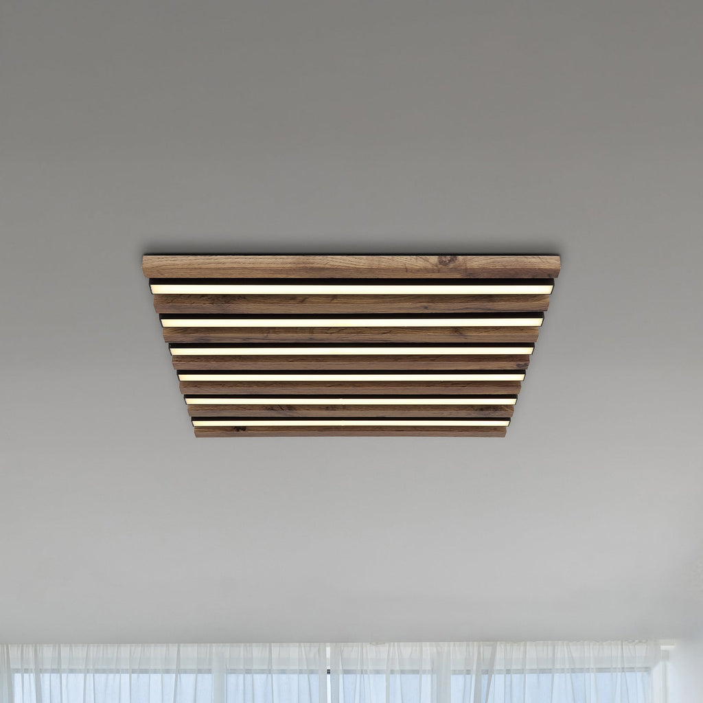LED taklampe Hayden svart mørkt tre forfra