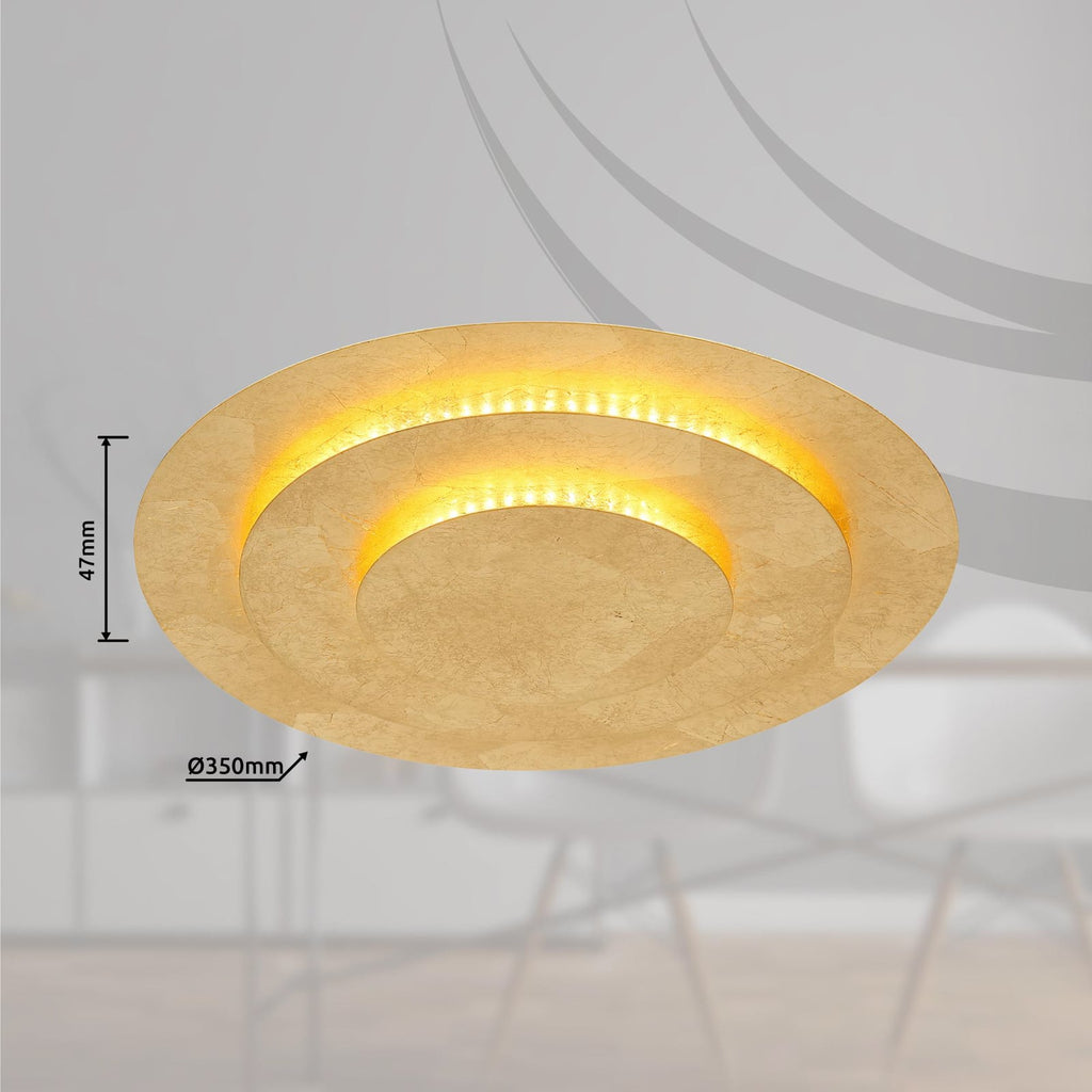 LED taklampe Heda gullfarget metall sideprofil