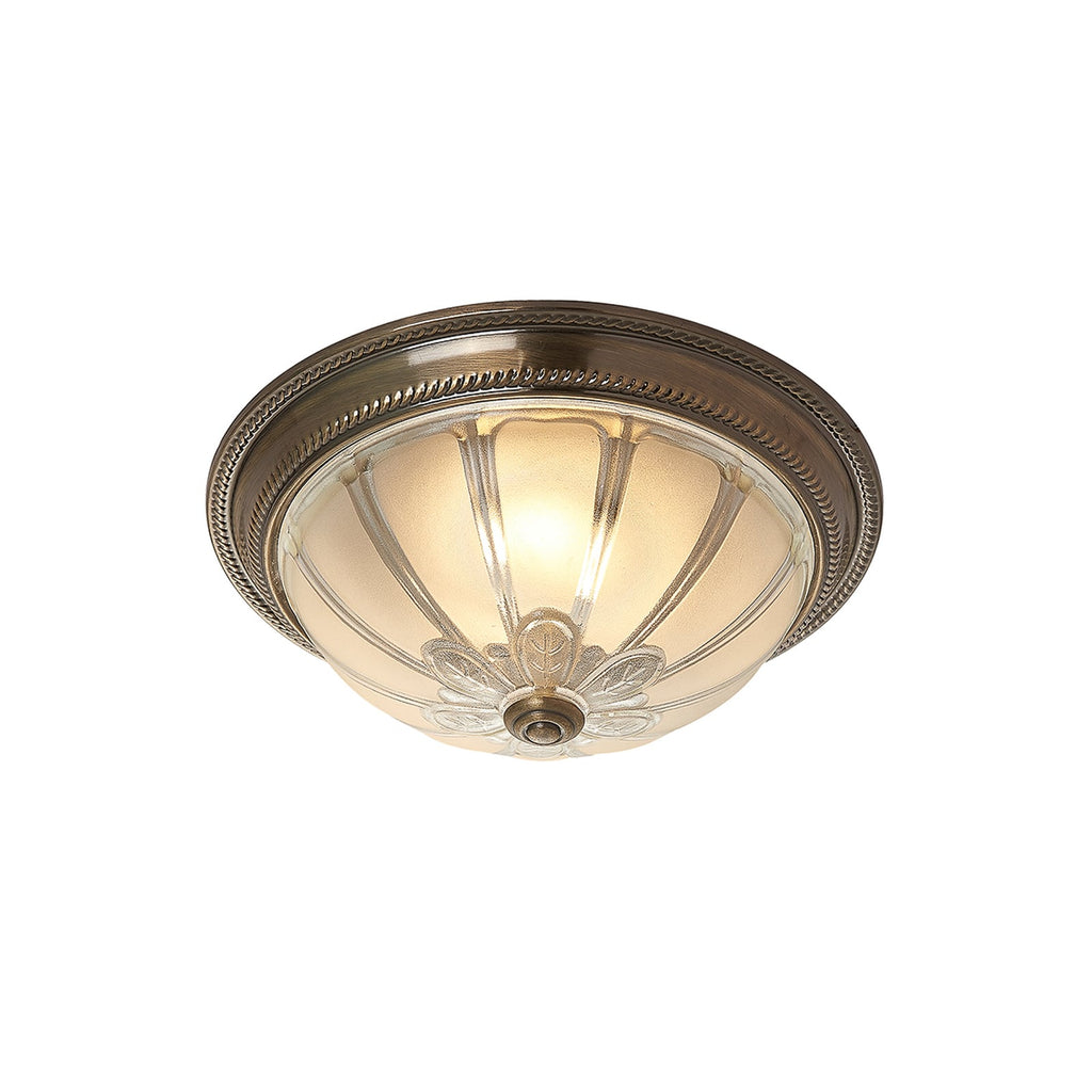 LED taklampe Henja dimbar antikk messing glass detalj av glasskjerm