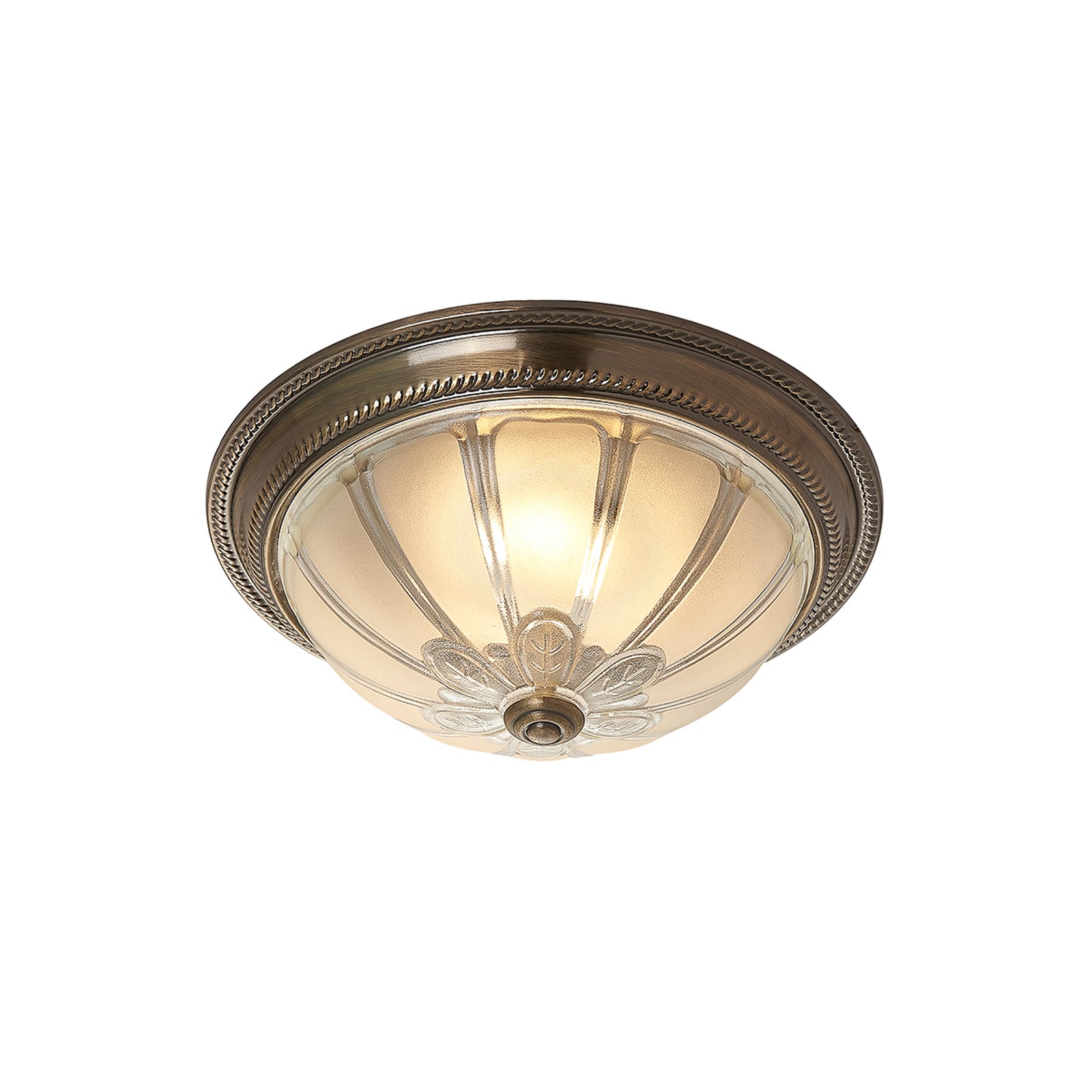 LED taklampe Henja dimbar antikk messing glass detalj av glasskjerm