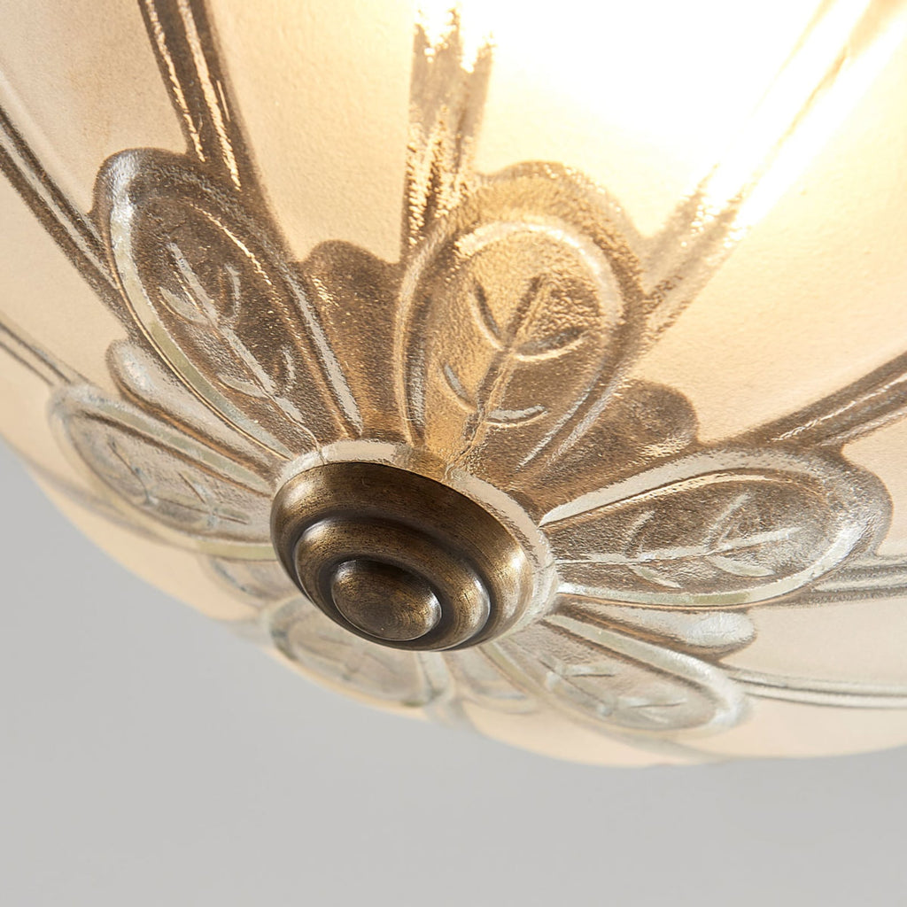 LED taklampe Henja dimbar antikk messing glass dimmer bryter