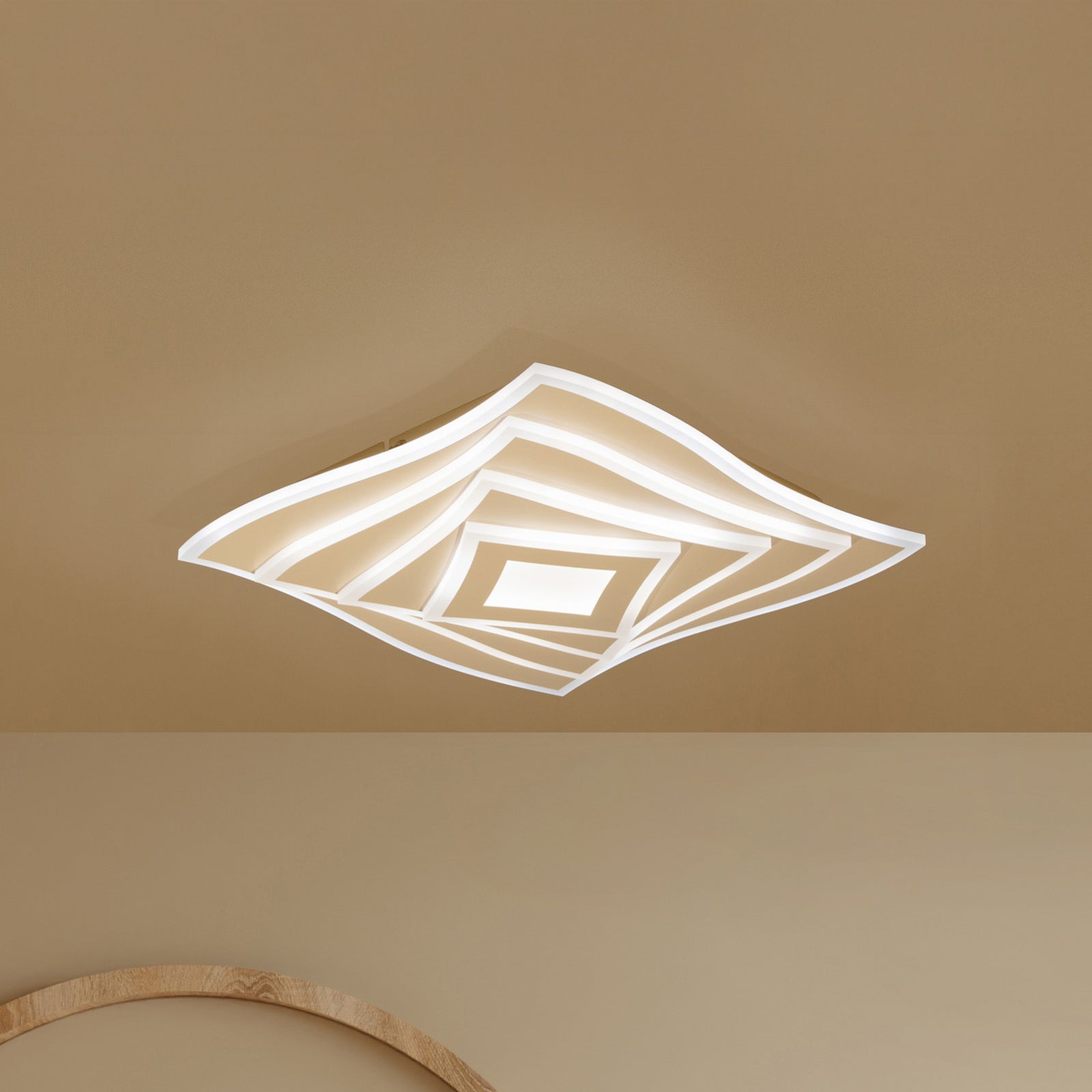 LED taklampe HERO sand 40x40 cm CCT RGB fjernkontroll forfra