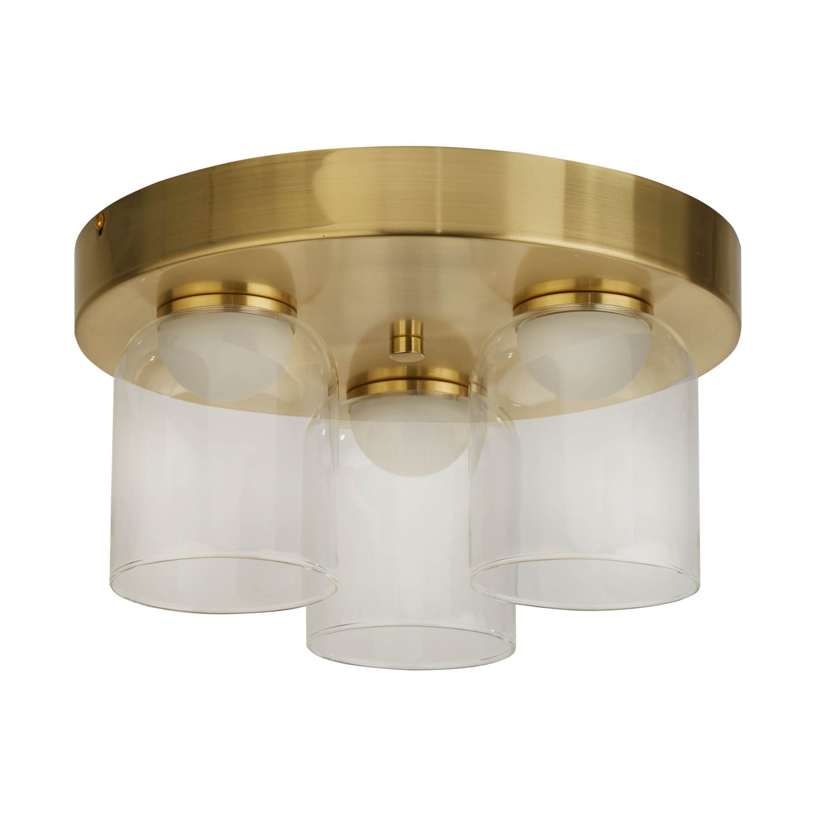 LED taklampe Highball 3-lys dimbar messing glass IP44 Ø30 cm forfra