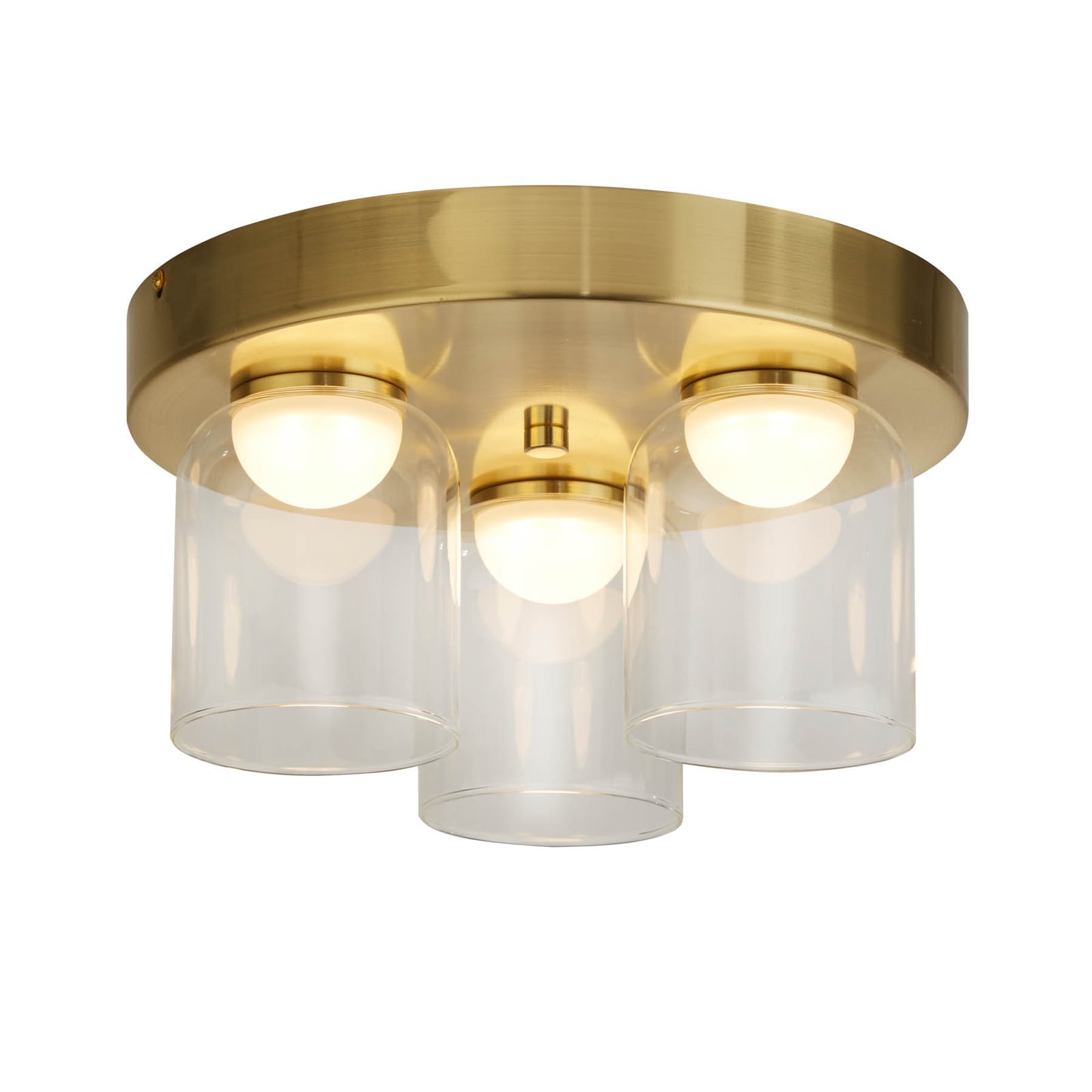 LED taklampe Highball 3-lys dimbar messing glass IP44 Ø30 cm bakside