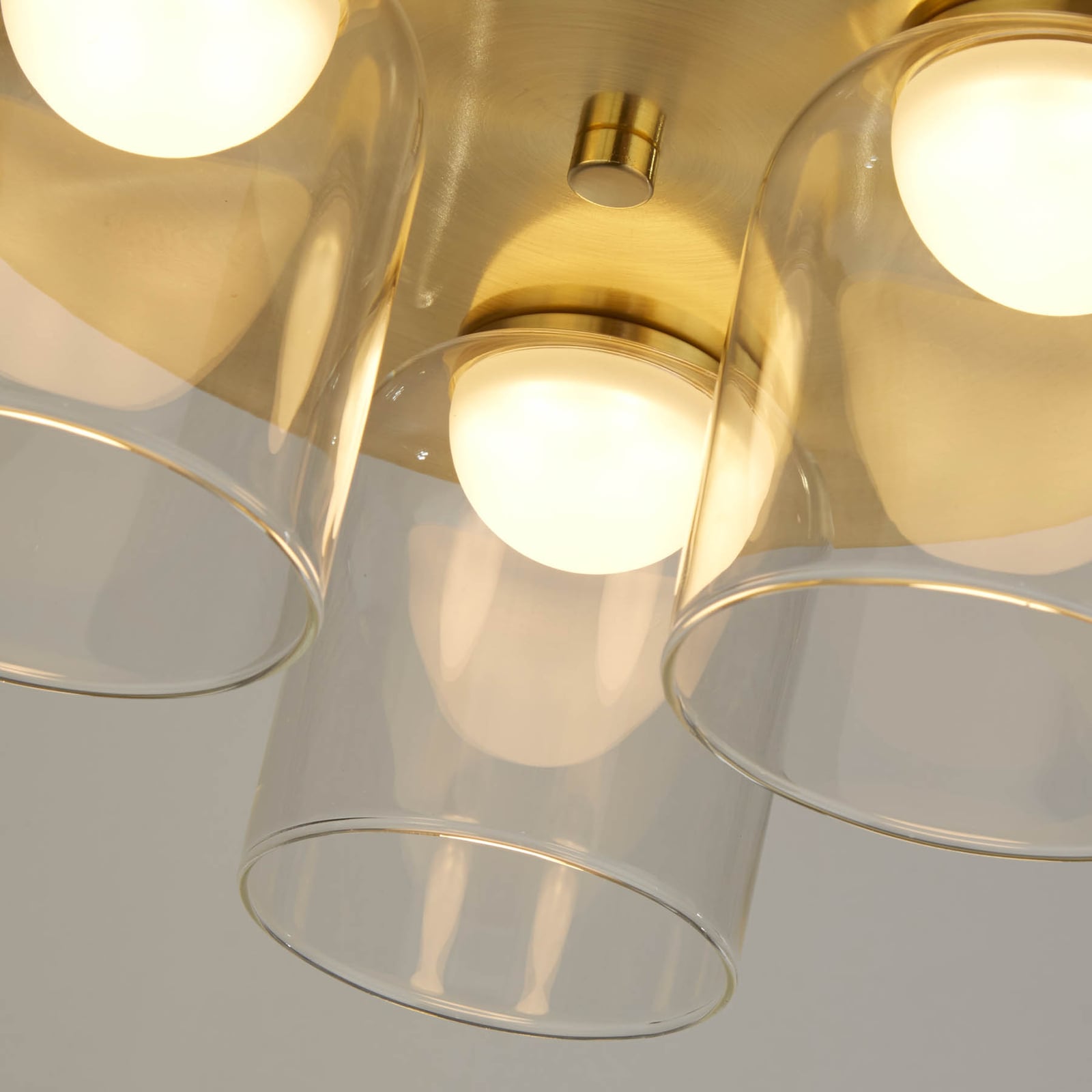 LED taklampe Highball 3-lys dimbar messing glass IP44 Ø30 cm montert