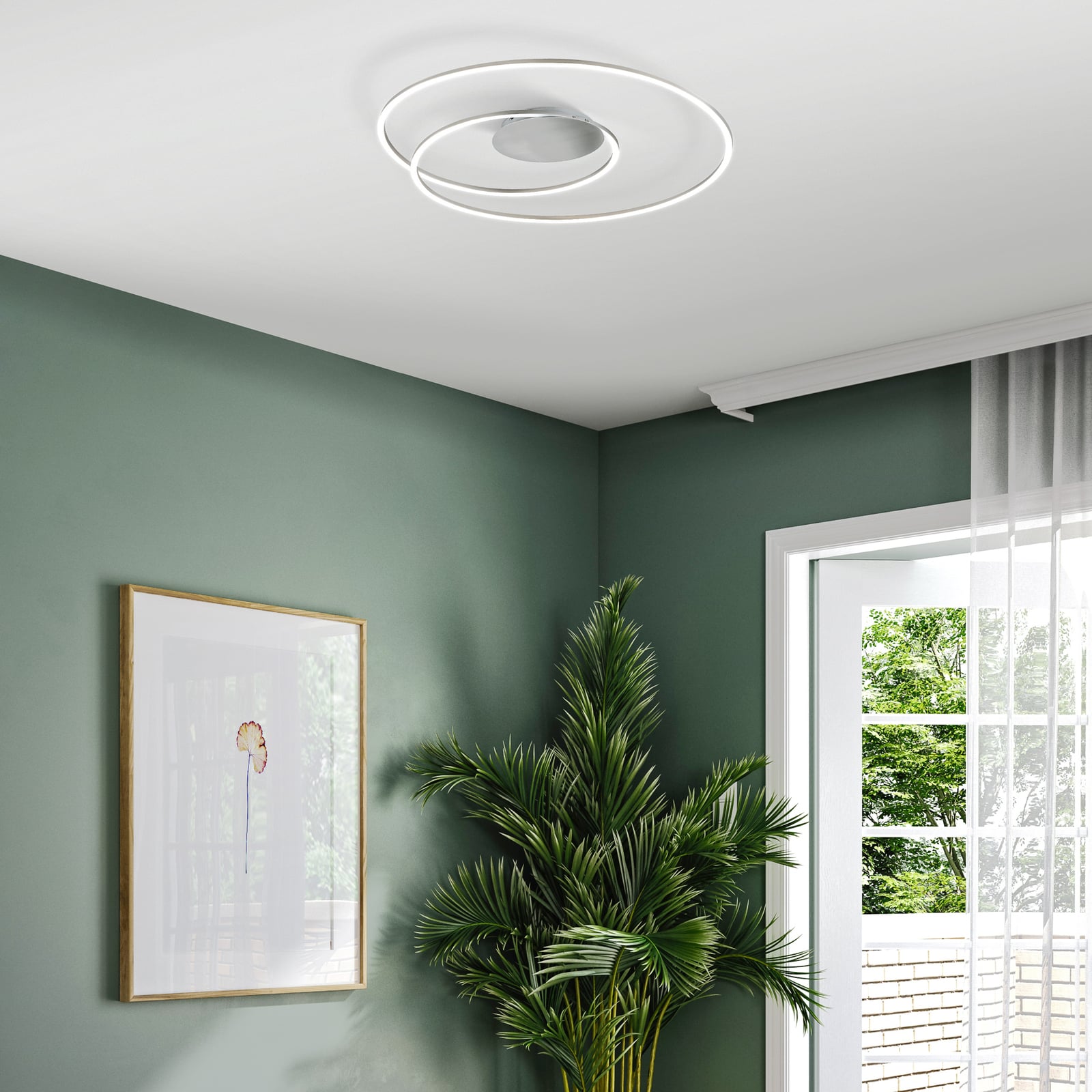 Detaljbilde av LED taklampe Holy dimbar CCT matt nikkel Ø68 cm