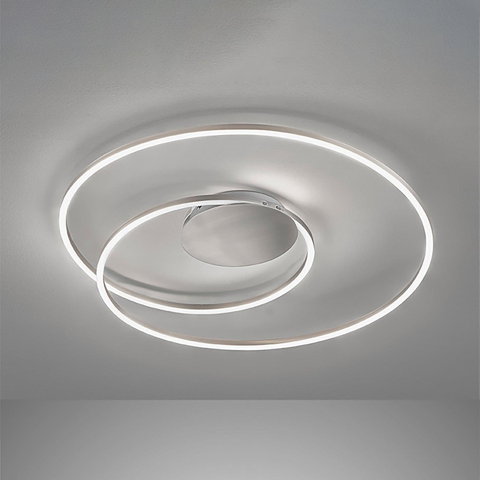 LED taklampe Holy matt nikkel Ø49 cm front