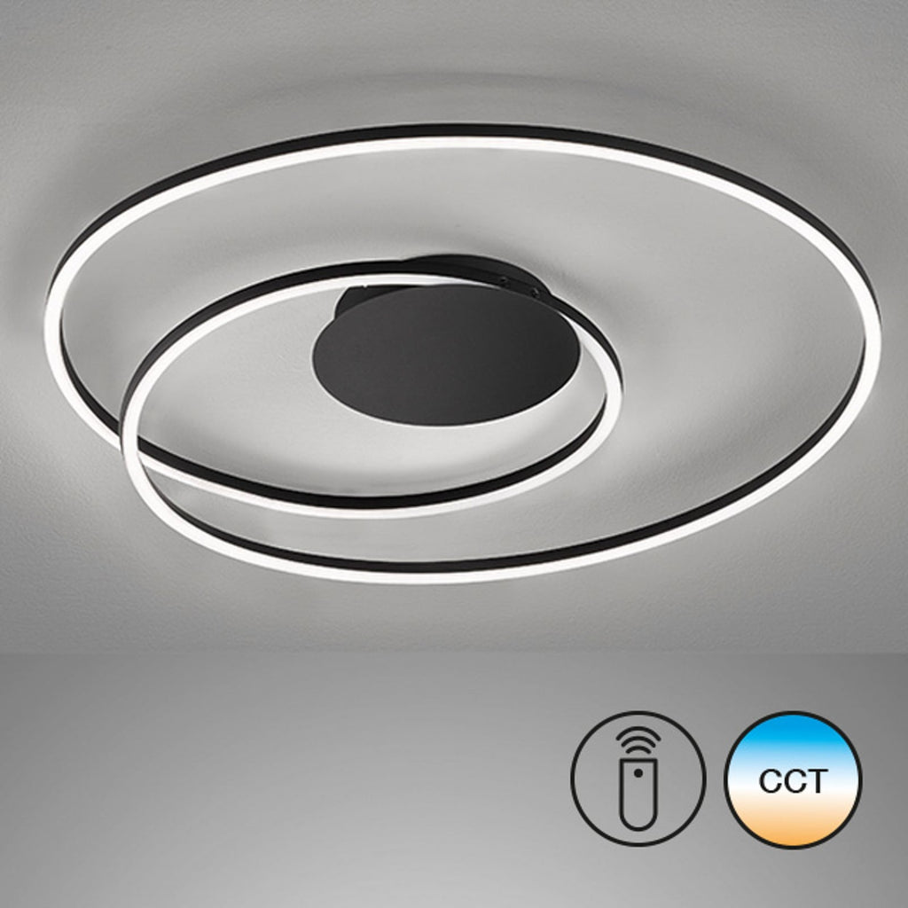 LED taklampe Holy svart Ø68 cm CCT dimbar nærbilde av lys