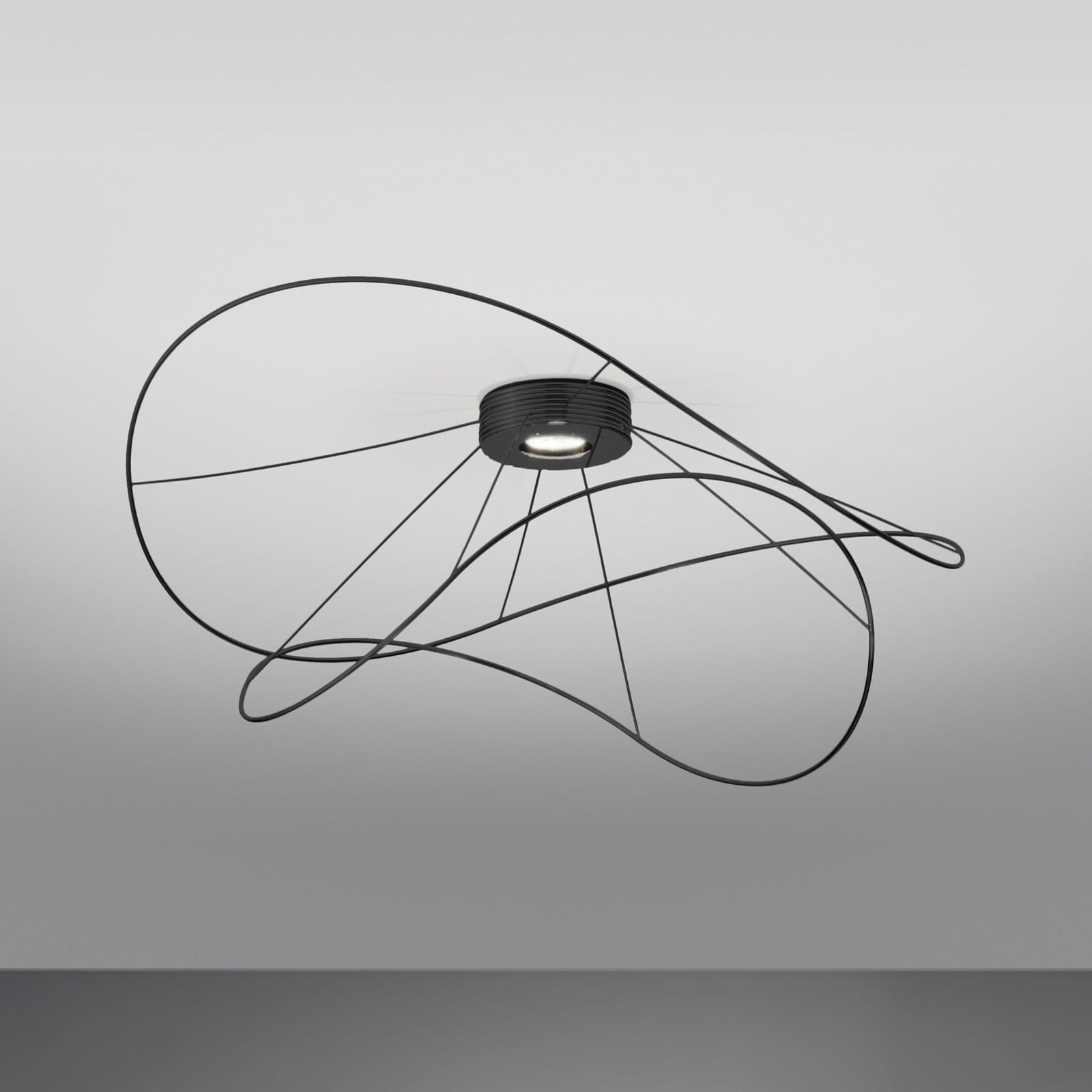 LED taklampe Hoops 2 dimbar svart metall nærbilde av metallramme