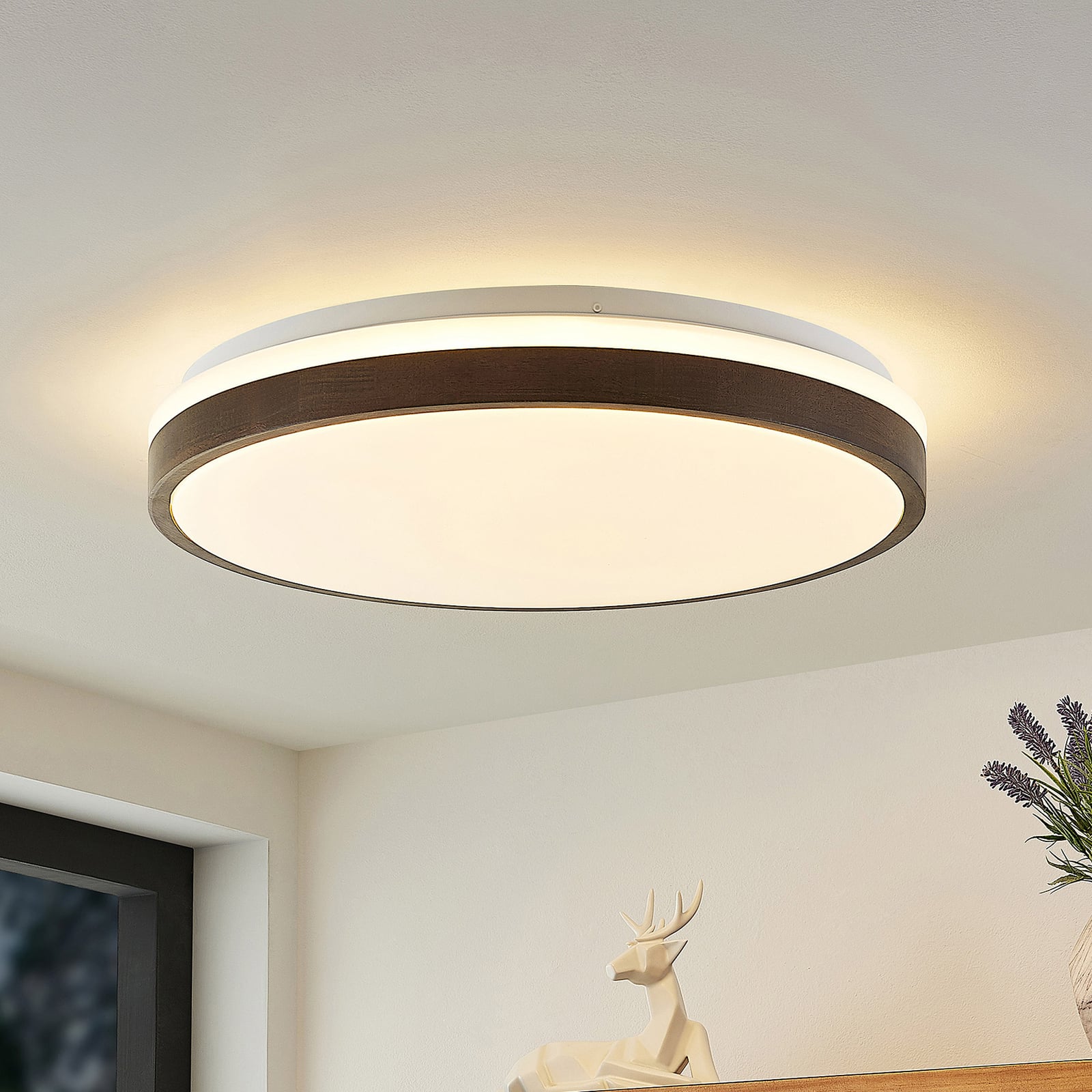 LED taklampe Hudsona tre CCT dimbar med fjernkontroll Ø49 cm forfra