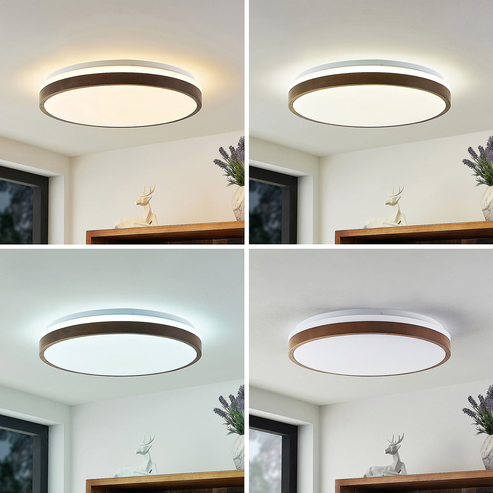 LED taklampe Hudsona tre CCT dimbar med fjernkontroll Ø49 cm bakside