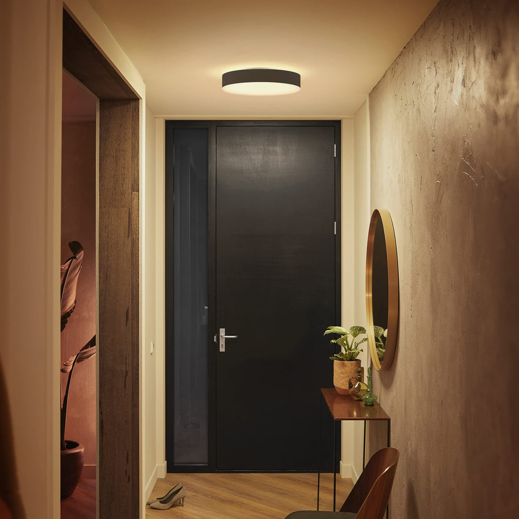 LED-taklampe Hue Enrave dimbar CCT Ø38 cm svart detalj