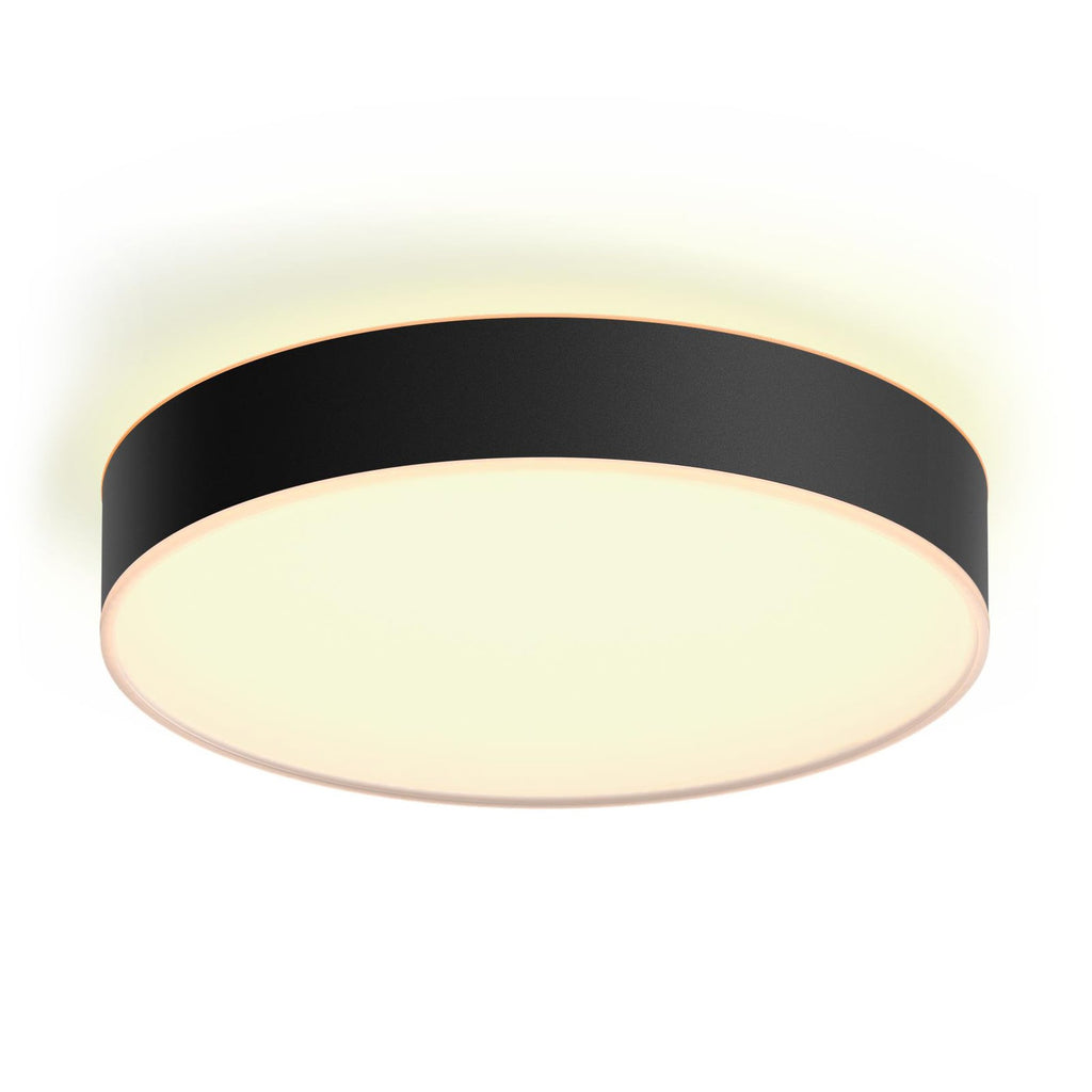 LED-taklampe Hue Enrave dimbar CCT Ø38 cm svart montert i rom