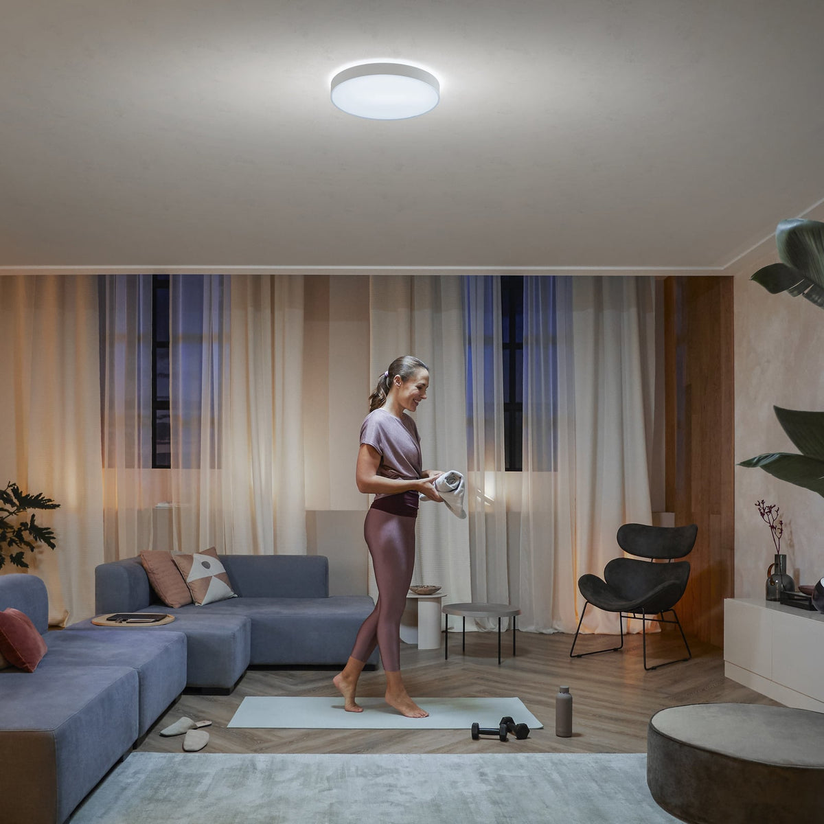 LED taklampe Hue Enrave dimbar CCT Ø42,5 cm hvit detalj