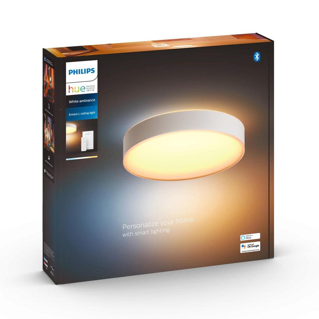 LED taklampe Hue Enrave dimbar CCT Ø42,5 cm hvit stemmestyring