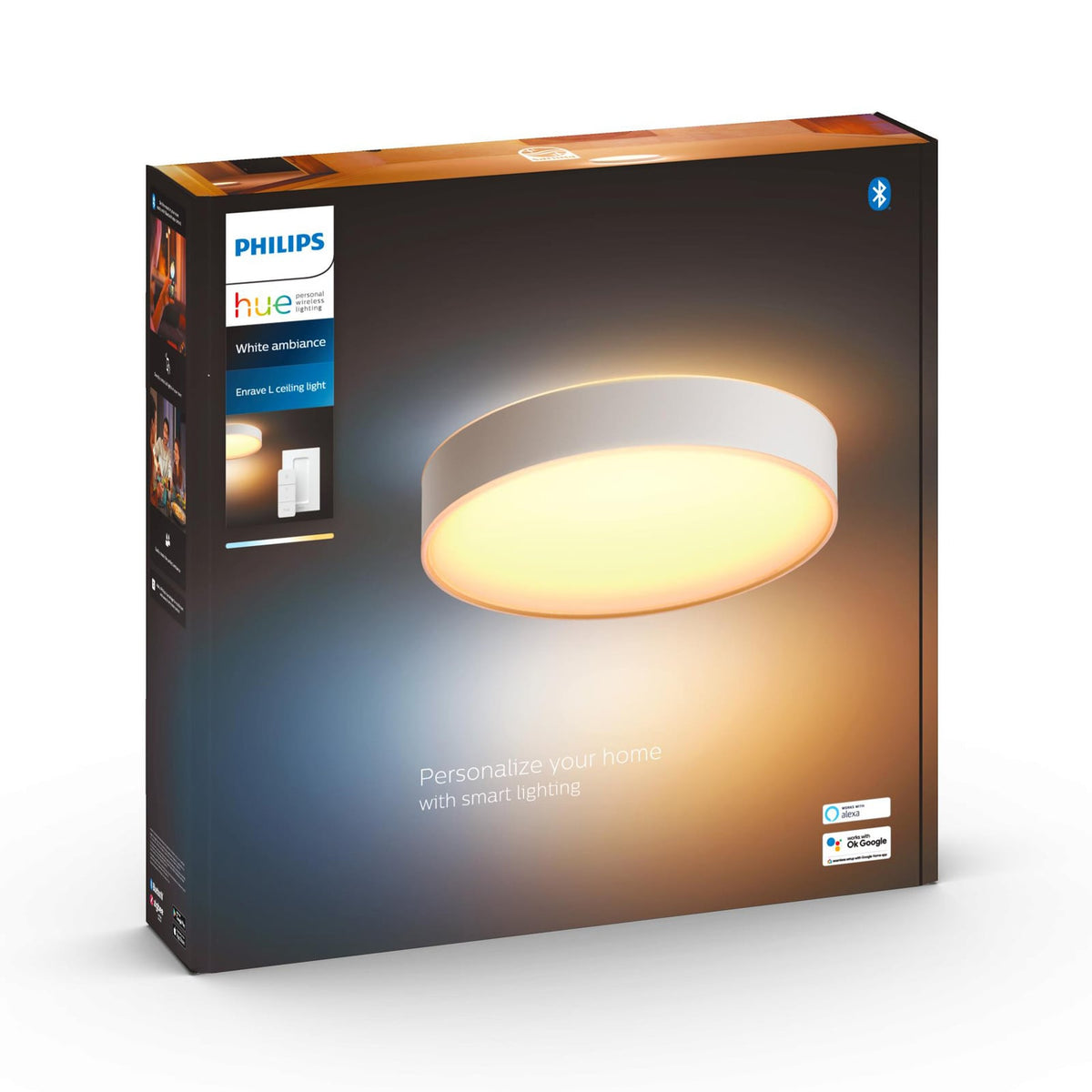 LED taklampe Hue Enrave dimbar CCT Ø42,5 cm hvit stemmestyring