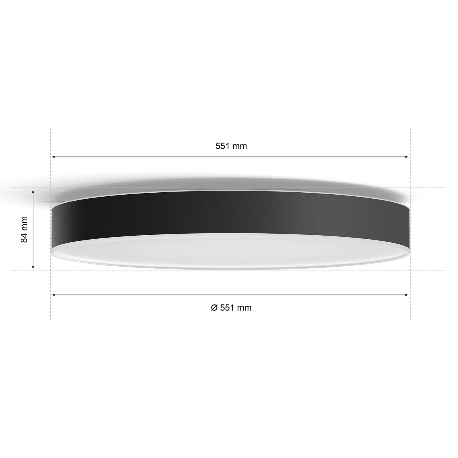 LED taklampe Hue Enrave dimbar CCT Ø55 cm svart lysstyrke eksempel
