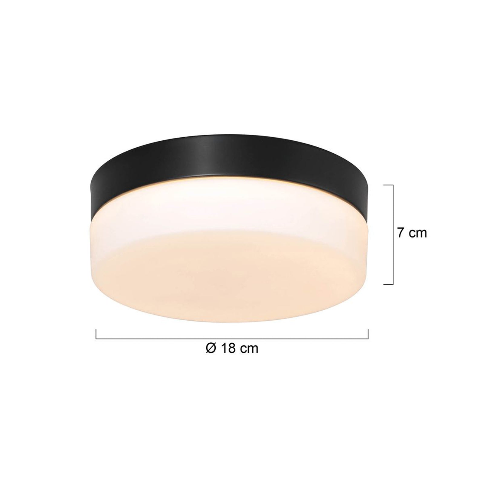 LED taklampe Ikaro svart glass Ø18 cm bakside