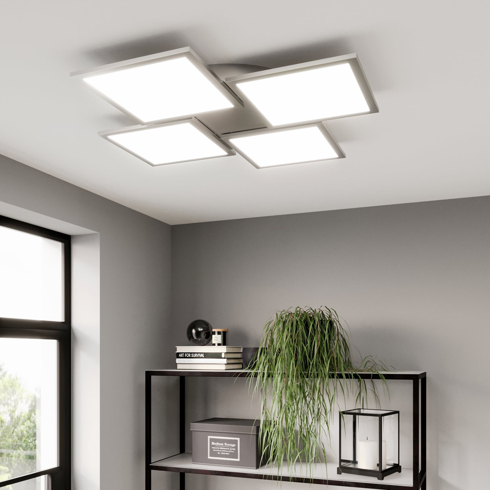 LED taklampe Ilira 4-lys CCT dimbar sølv bakside