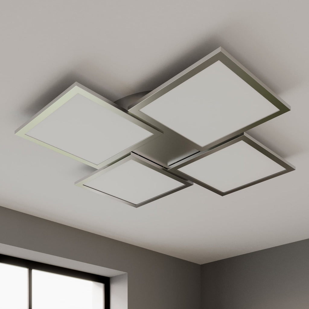 LED taklampe Ilira 4-lys CCT dimbar sølv detalj av lyspanel