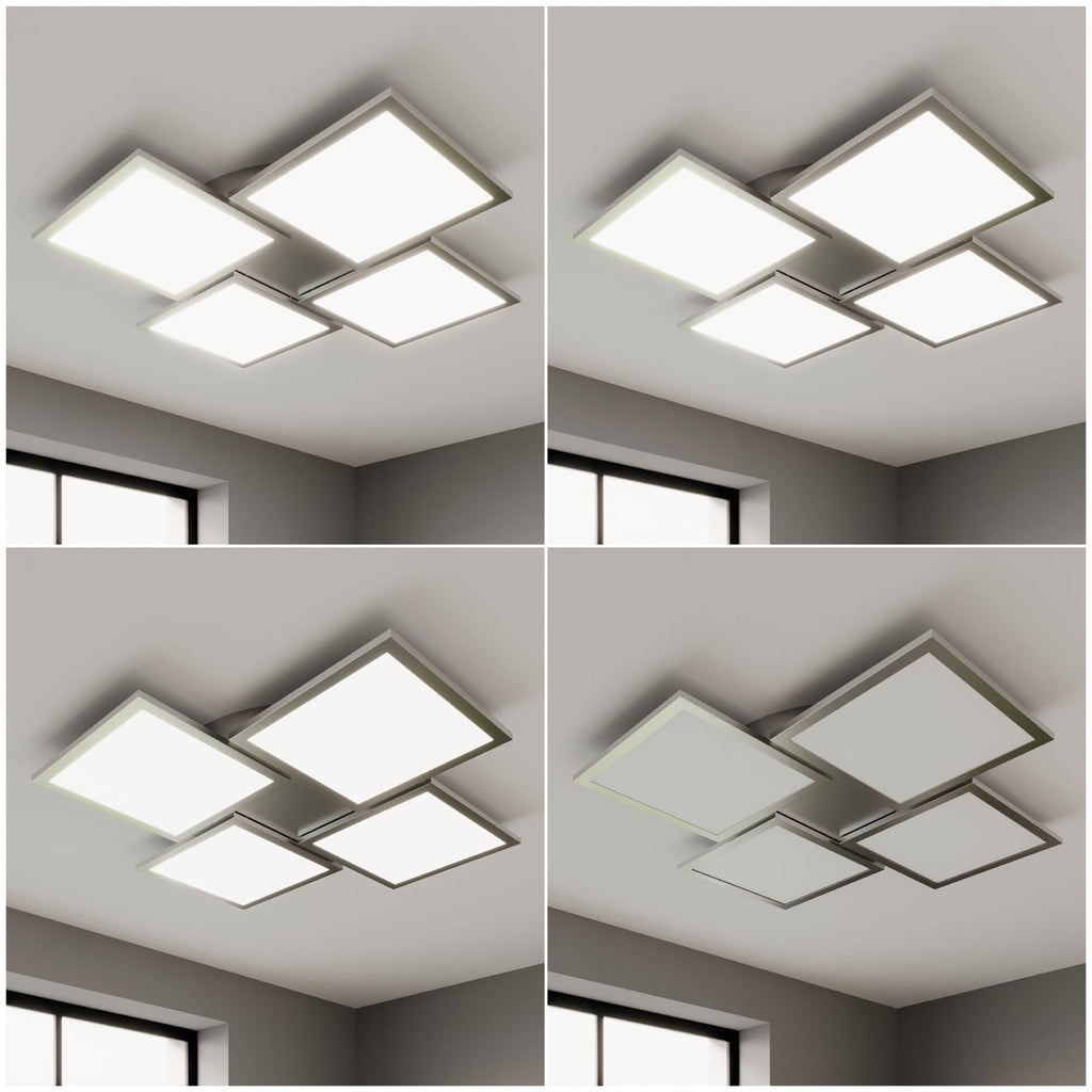 LED taklampe Ilira 4-lys CCT dimbar sølv montert i rom