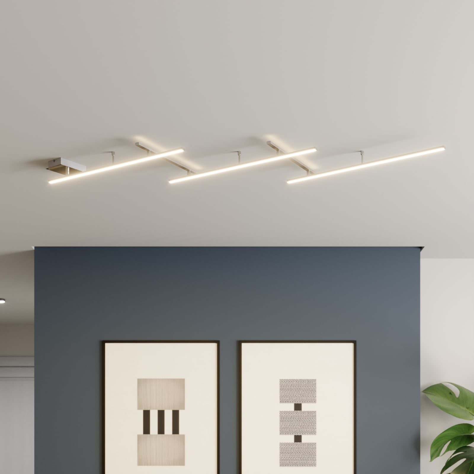 LED taklampe Indira svingbar dimbar matt nikkel forfra