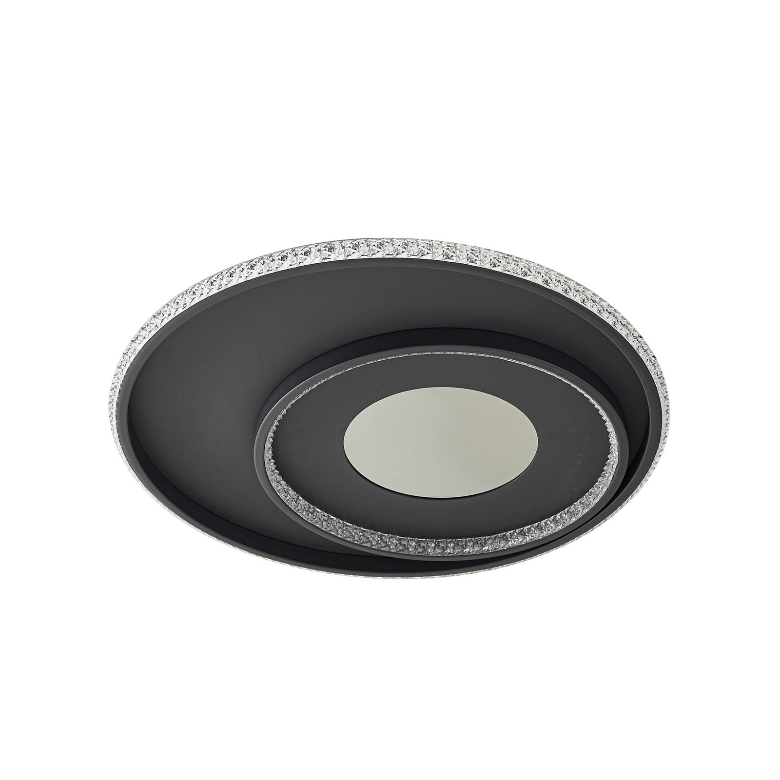 Montert LED taklampe Inessa dimbar CCT svart Ø51 cm i stue