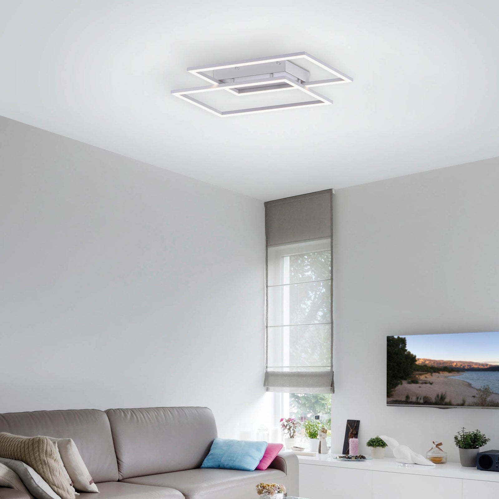 LED taklampe Inigo dimbar 2-lys stål 54 cm Paul Neuhaus lysarmatur