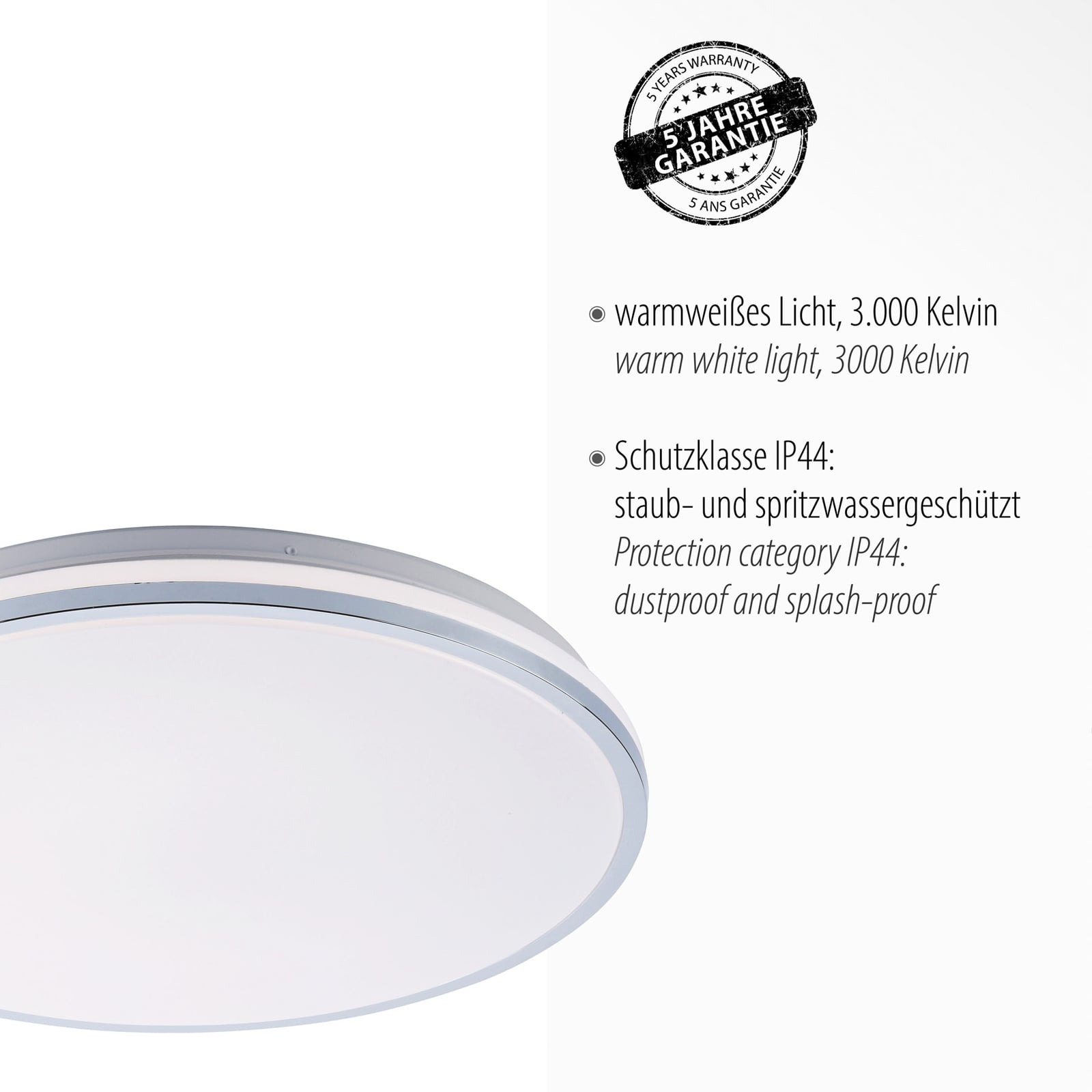 LED taklampe Isabell krom/hvit montert i rom