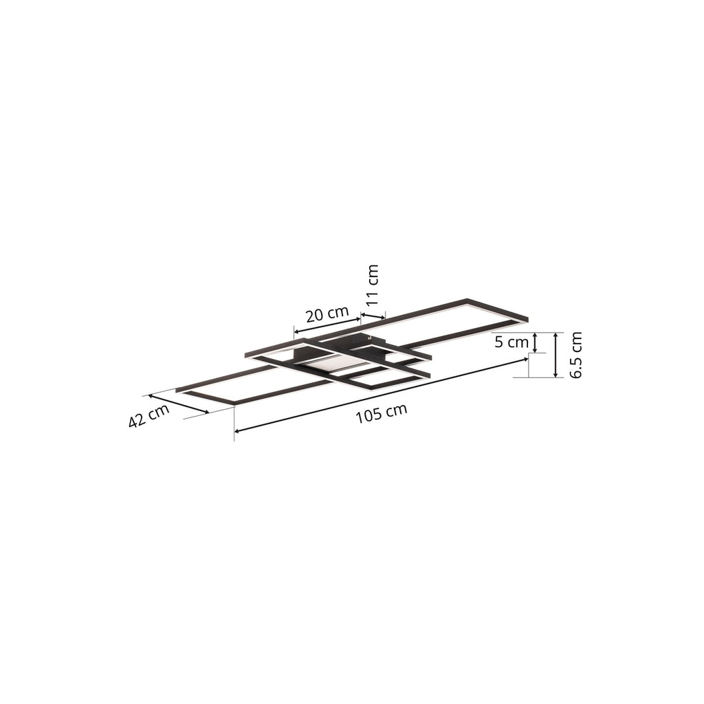 LED taklampe Ismera 3 rammer dimbar CCT fjernkontroll 105 cm montert i tak