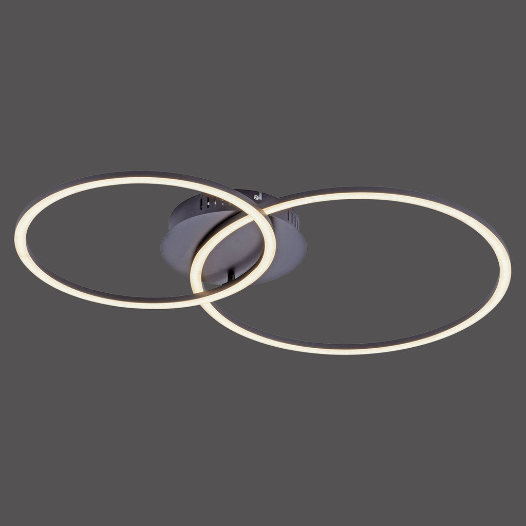 LED taklampe Ivanka to ringer svart dimbar bakside