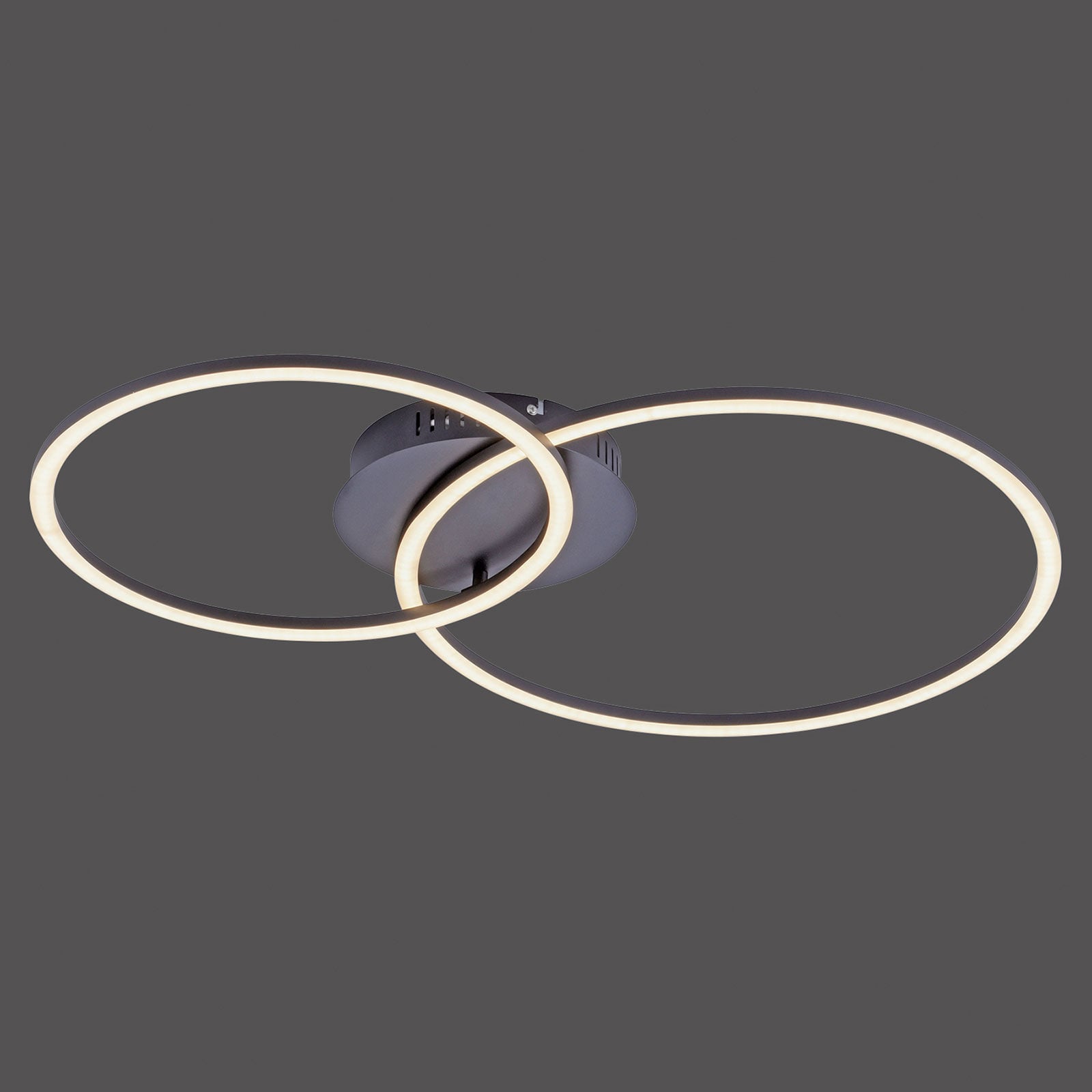 LED taklampe Ivanka to ringer svart dimbar bakside