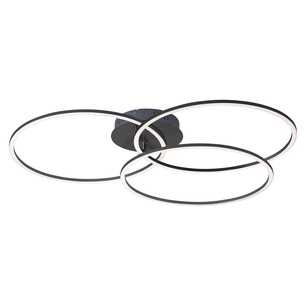 LED taklampe Ivanka tre ringer dimbar svart 75 cm bakside