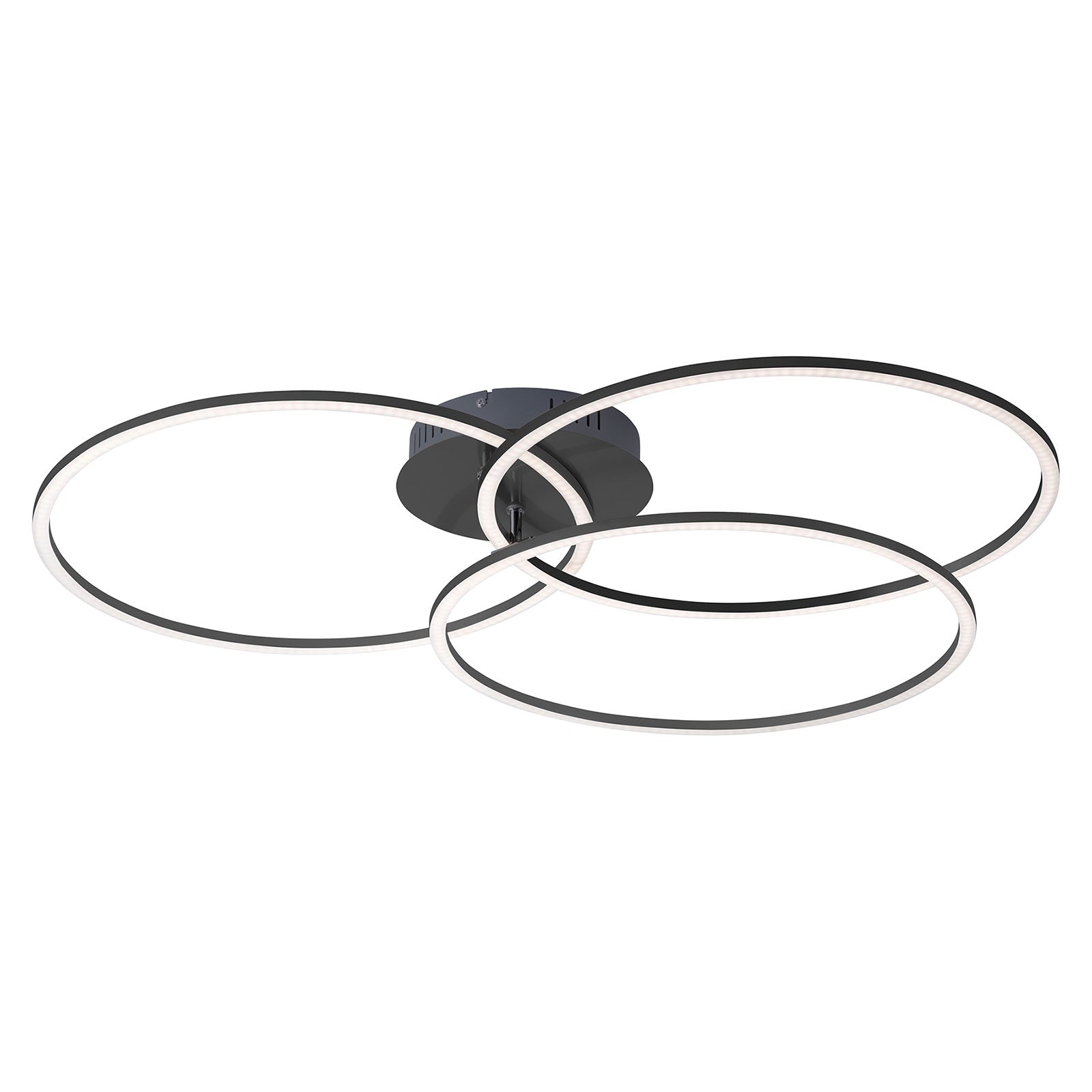 LED taklampe Ivanka tre ringer dimbar svart 75 cm bakside