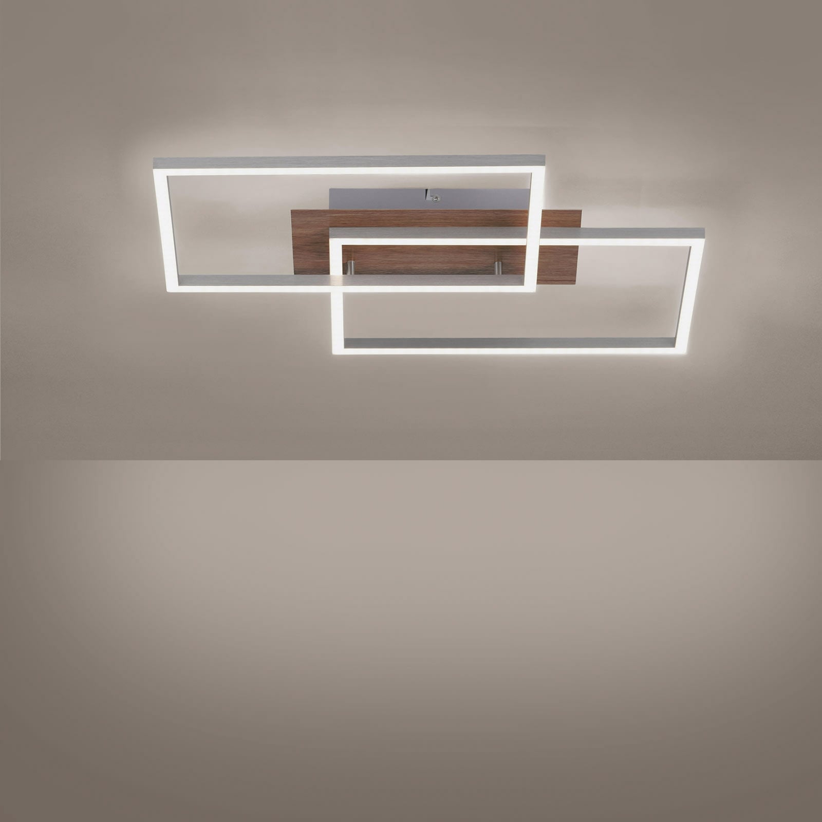 LED taklampe Iven dimbar stål/tre CCT 50x42 cm detalj av ramme