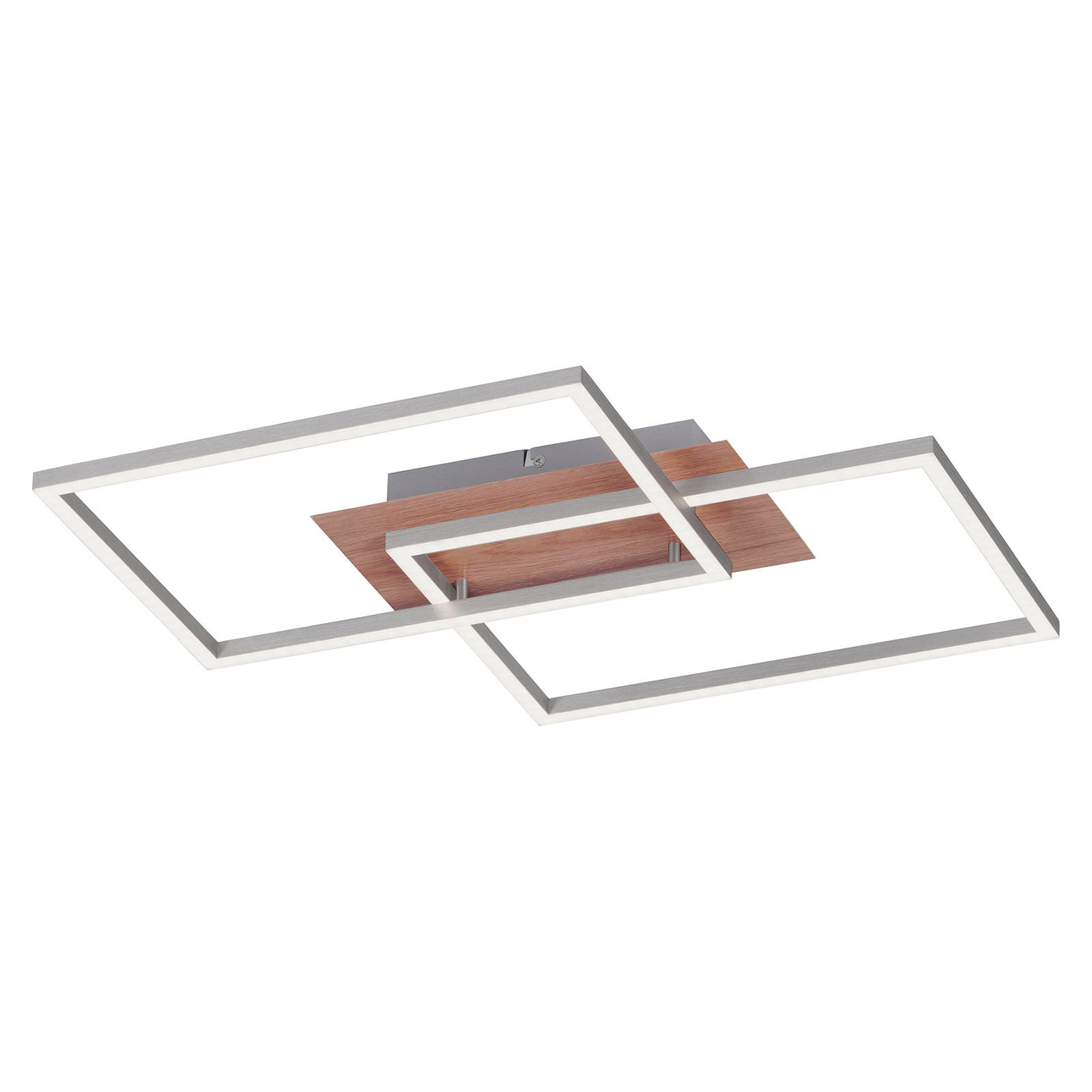 LED taklampe Iven dimbar stål/tre CCT 50x42 cm forfra